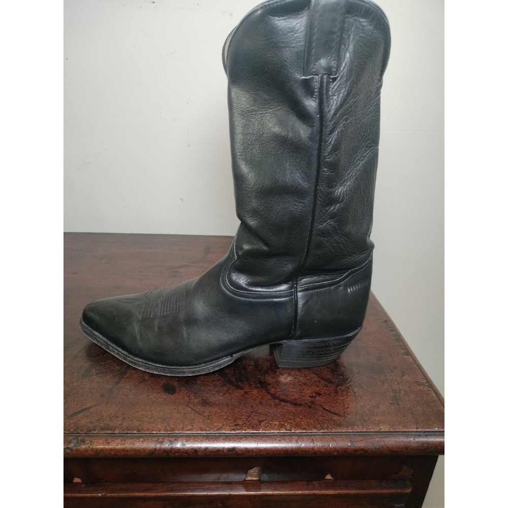 Tony Lama Black Leather Western Cowboy Boots Men's 12 D Vintage 6158 - Picture 12 of 16
